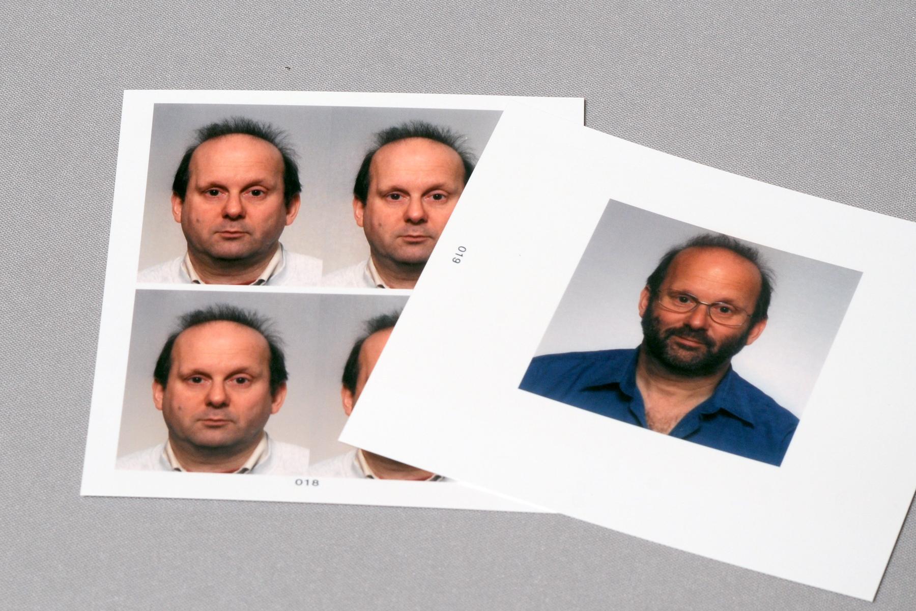 Passport photos of a man