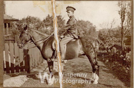 Cavalryman on horse before restoration