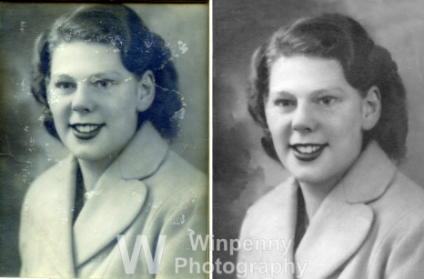 Side by side, before and after restoration